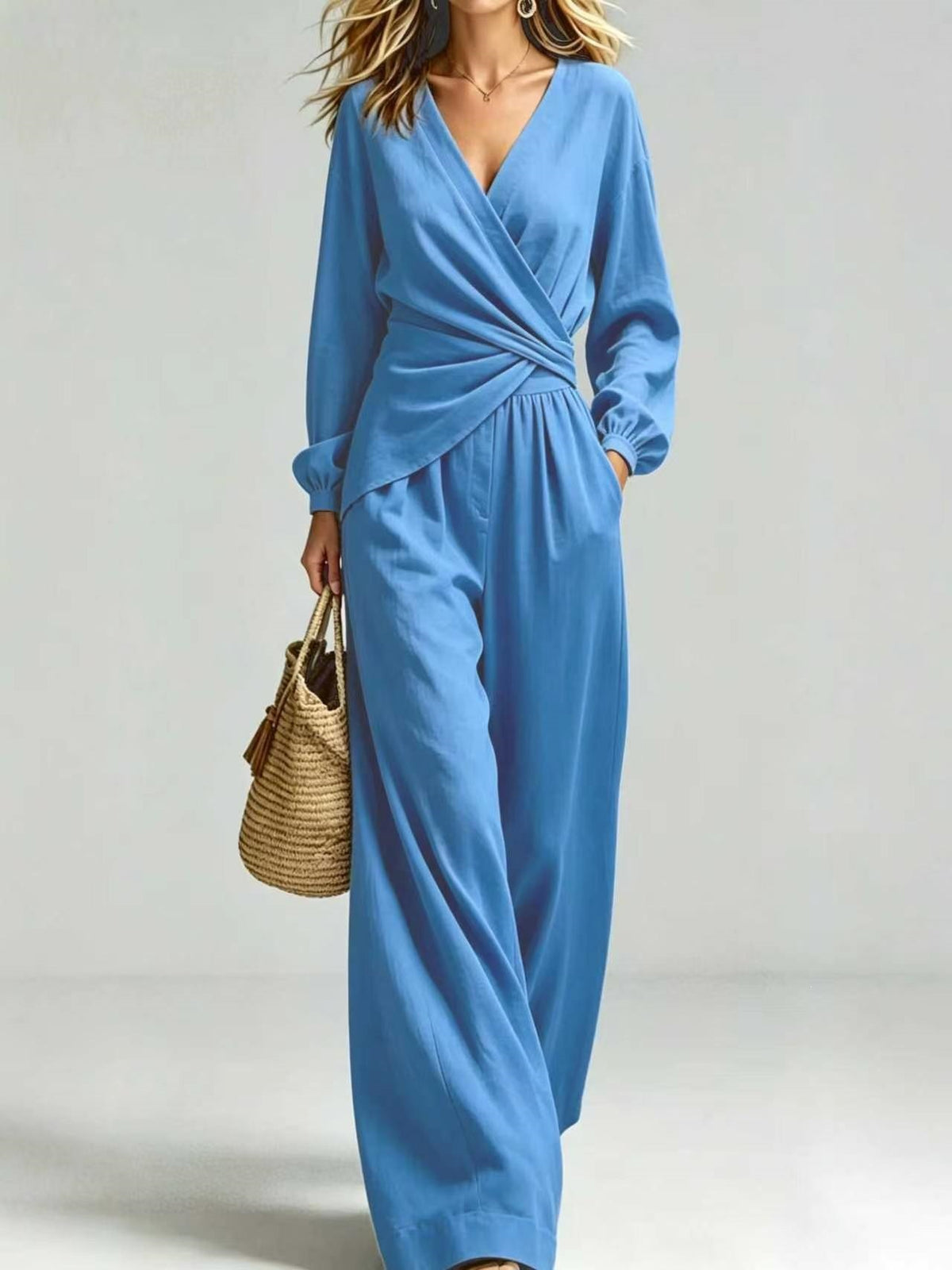 Ensemble chic col V et manches longues