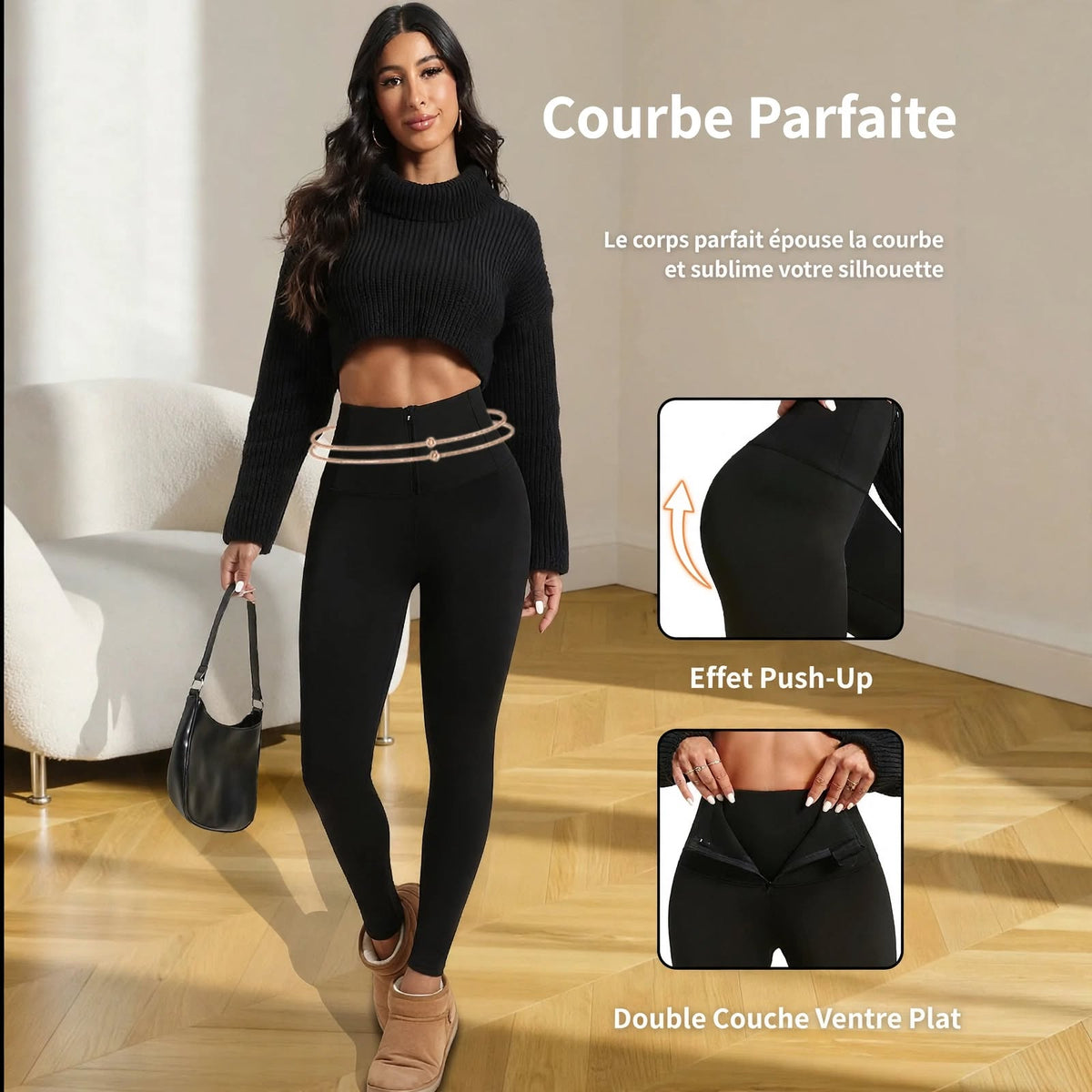 Leggings Gainants à Fermeture Éclair