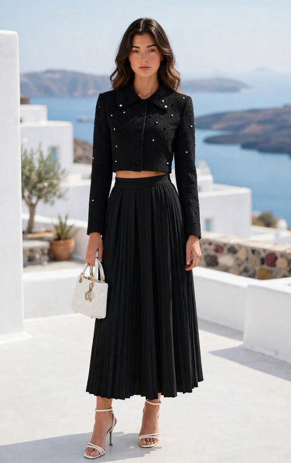 Ensemble chic crop top et jupe longue