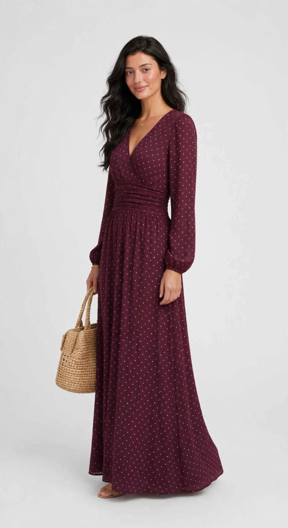 Robe longue élégante à manches longues