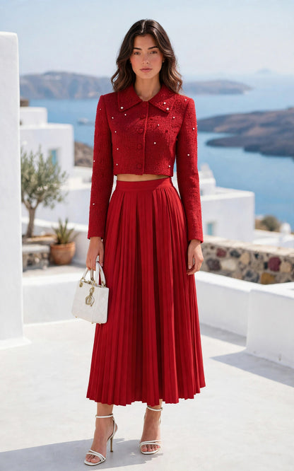 Ensemble chic crop top et jupe longue