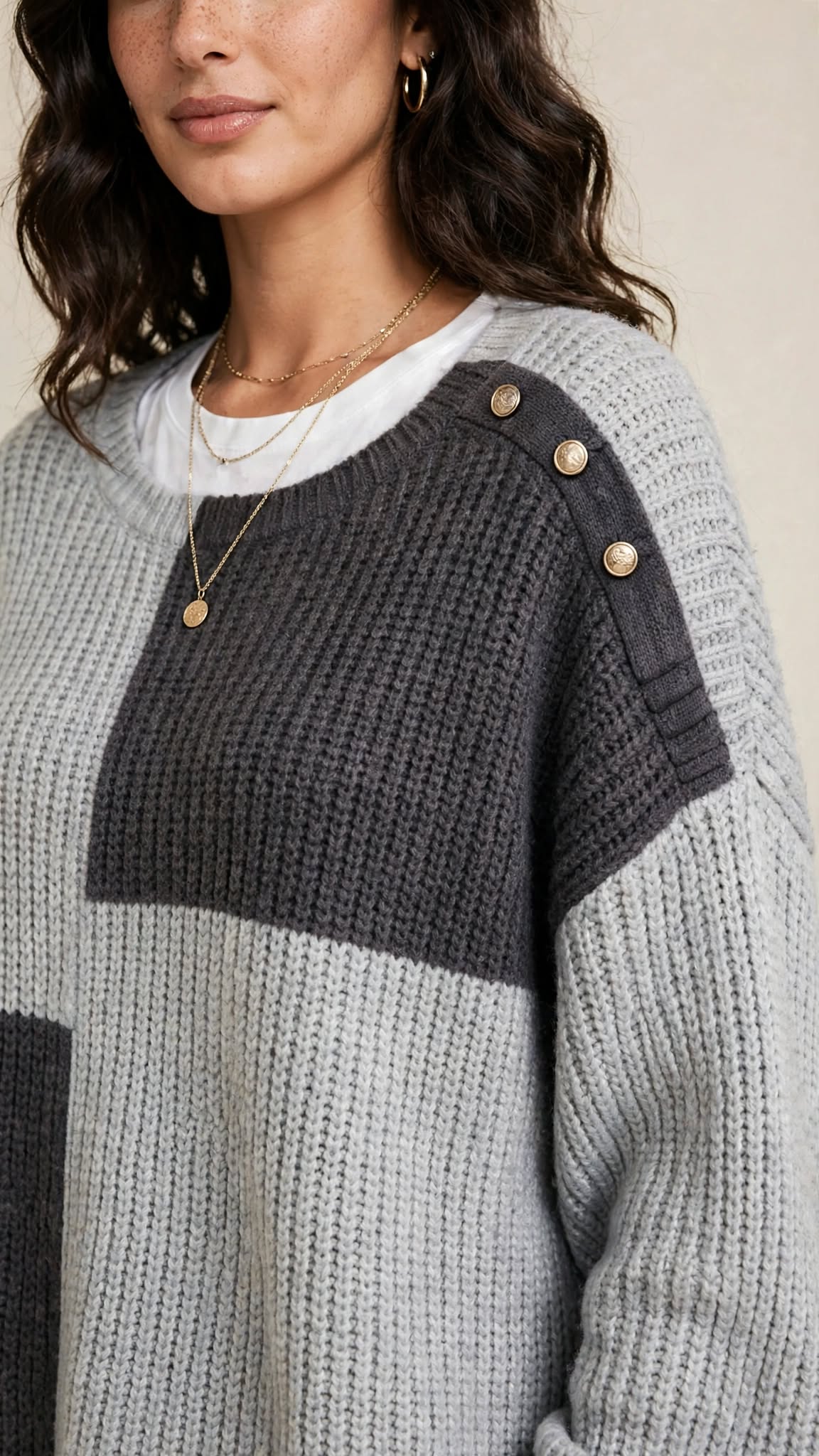 Pull en Maille Bicolore Style Color-Block