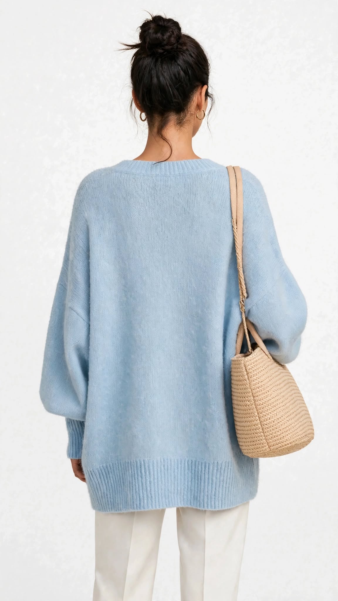 Pull Ample en Maille à Col V Évasé