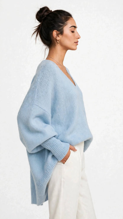 Pull Ample en Maille à Col V Évasé