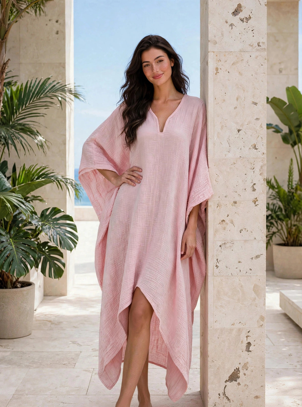 Robe caftan d'été fluide et évasée