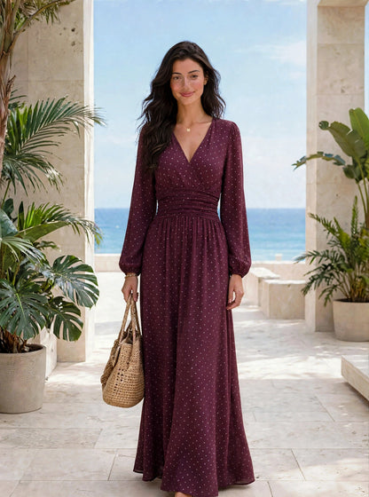 Robe longue élégante à manches longues