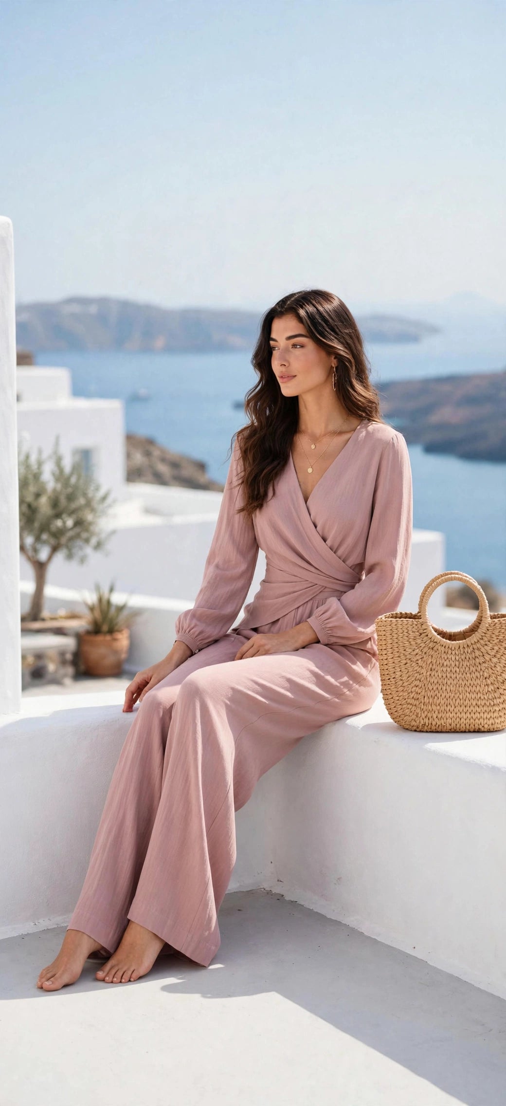 Ensemble chic col V et manches longues