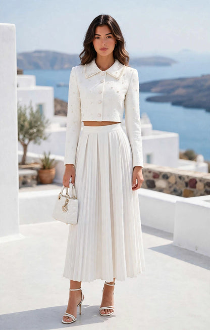 Ensemble chic crop top et jupe longue