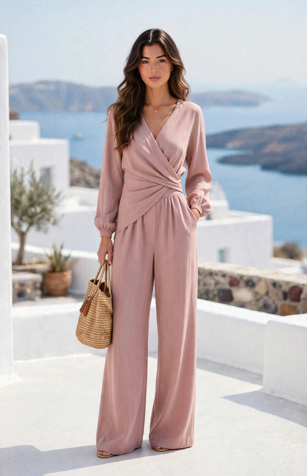 Ensemble chic col V et manches longues