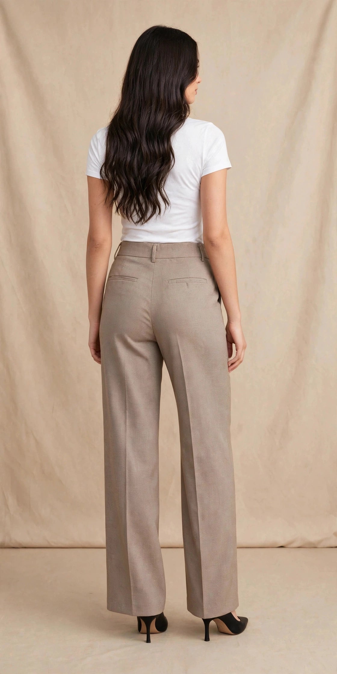 Pantalon large taille haute style casual-chic