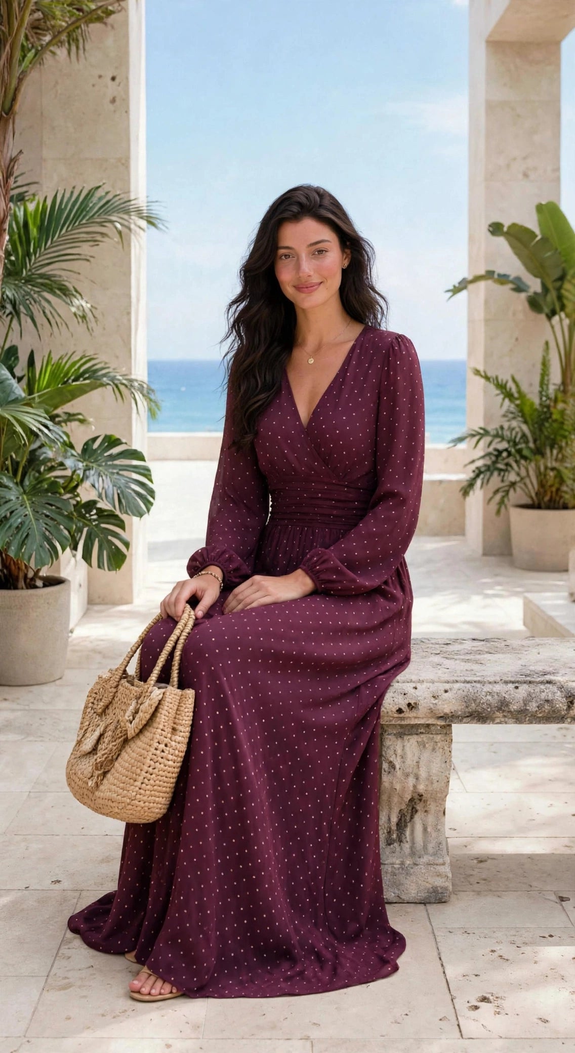 Robe longue élégante à manches longues
